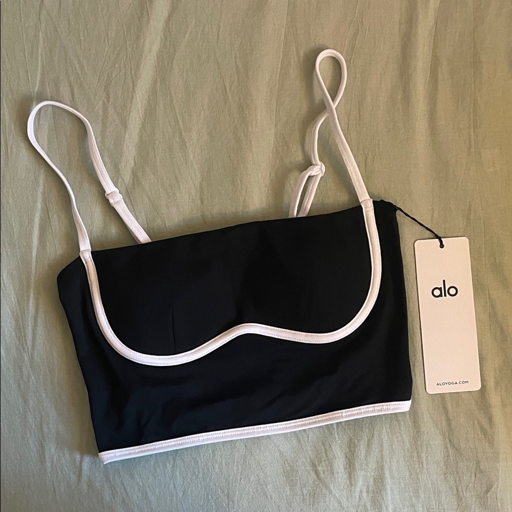 ALO Yoga Black and White Airbrush Bra Tank